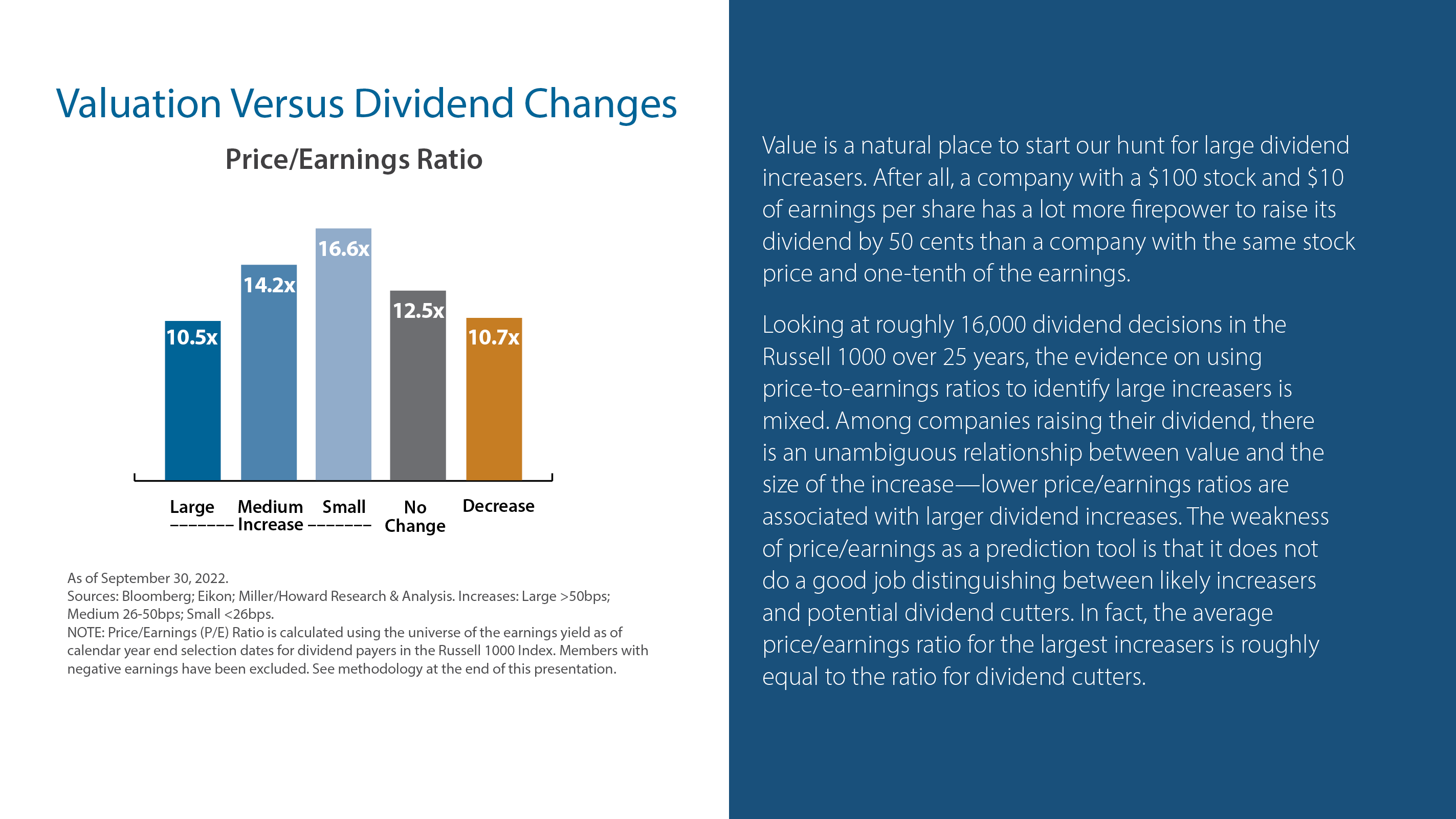 Valuation Versus Dividend Changes 1 - Price/Earnings