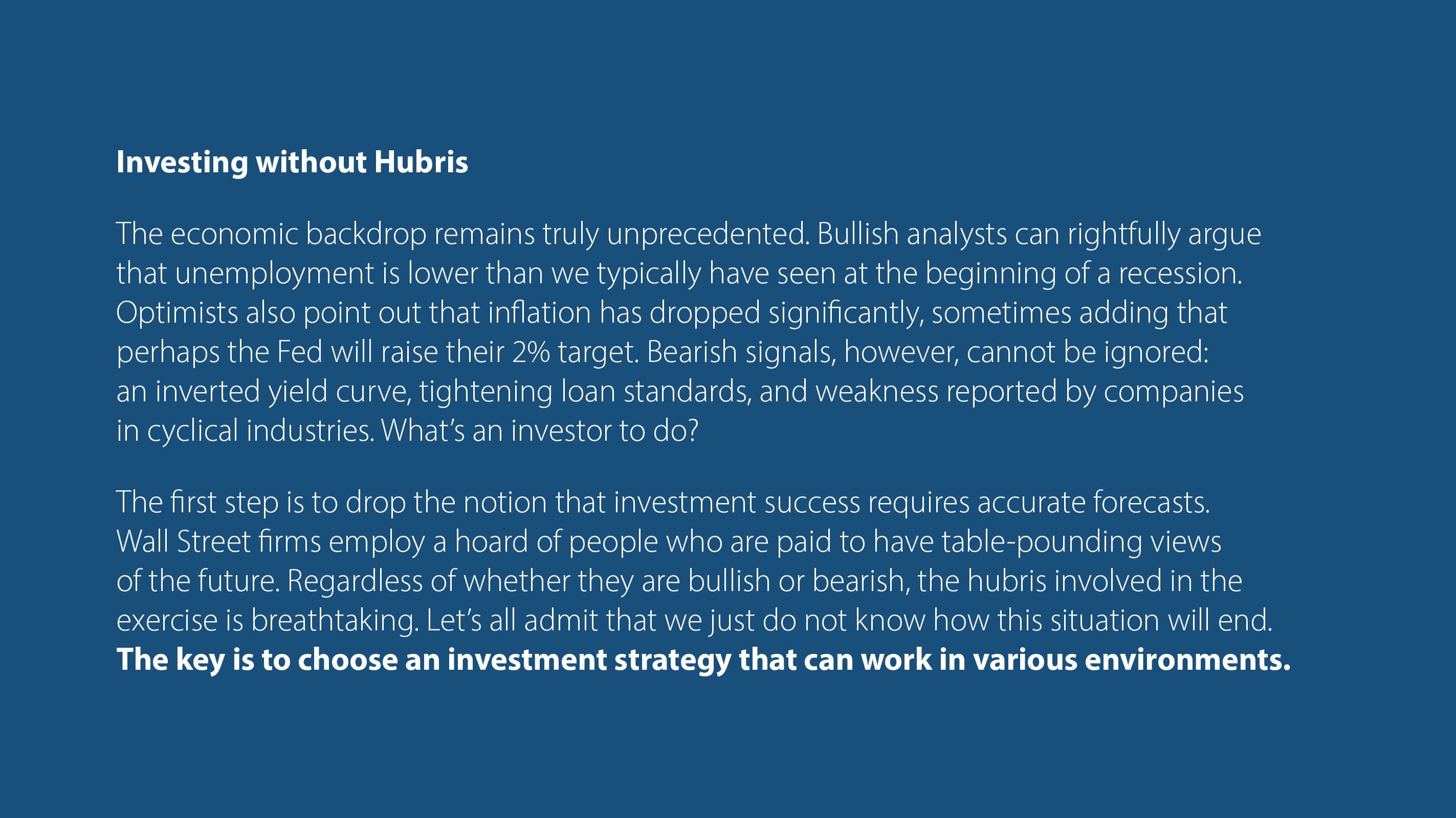 Investing without Hubris